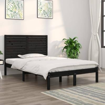Bedframe massief hout zwart 140x190 cm
