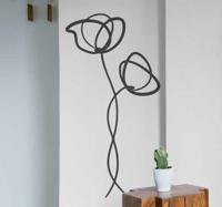 Bloemen muursticker minimalistische klaprozen - thumbnail
