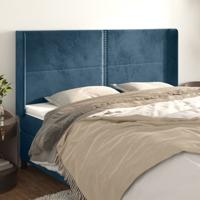 Hoofdbord met randen 183x16x118/128 cm fluweel donkerblauw