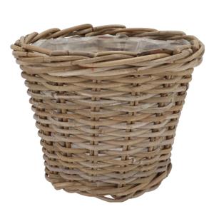 Plantenmand/aardappelmand Ivy - met binnenzak - rotan - B23 x H20 cm - binnen/buiten bloempotten