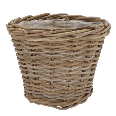 Plantenmand/aardappelmand Ivy - met binnenzak - rotan - B23 x H20 cm - binnen/buiten bloempotten
