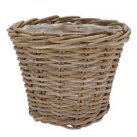Plantenmand/aardappelmand Ivy - met binnenzak - rotan - B23 x H20 cm - binnen/buiten bloempotten