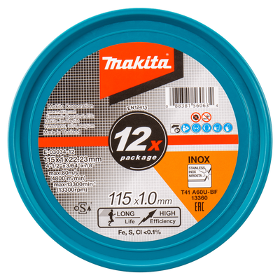 Makita Accessoires Doorslijpschijf RVS 115 x 22,23 x 1,0mm - E-03034-12