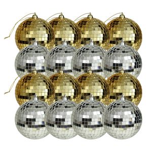 Kerstballen disco - 16x st - goud en zilver - 6 cm - kunststof - spiegel kerstballen