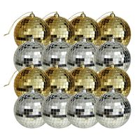 Kerstballen disco - 16x st - goud en zilver - 6 cm - kunststof - spiegel kerstballen