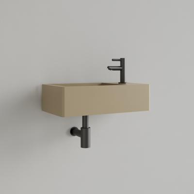 Fontein Gliss Design Freya Solid Marble 40x22x10 cm Met Kraangat Rechts Mat Cappuccino Gliss Design
