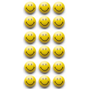 Whiteboard/koelkast magneten smiley - 18x - kunststof - 3 cm