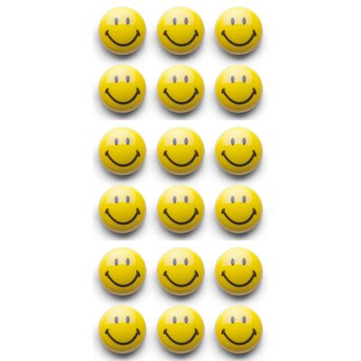 Whiteboard/koelkast magneten smiley - 18x - kunststof - 3 cm