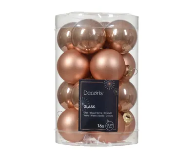 Decoris kerstballen glas 16st roze 3,5cm