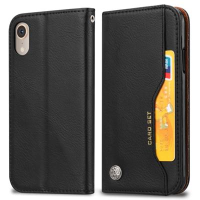 Kneed huid textuur horizontale Flip lederen case voor de iPhone XR met fotolijst & houder & card slots & portemonnee (zwart)