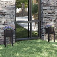 VidaXL Plantenbakken 2 st 31x31x70 cm massief grenenhout zwart