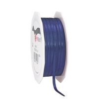 1x Luxe donkerblauwe satijnen lint rollen 0,3 cm x 50 meter cadeaulint verpakkingsmateriaal   - - thumbnail