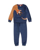 HEMA Kinder Pyjama Fleece Hond Donkerblauw (donkerblauw) - thumbnail