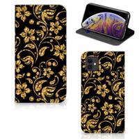 Apple iPhone 11 Smart Cover Gouden Bloemen