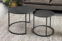 Ronde set van 2 salontafels MOUNTAIN SOUL 60cm zwart natuursteen design metaal - 45675
