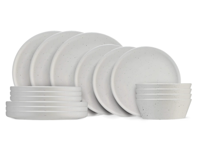 Cosy & Trendy Serviesset Punto White 18-Delig / 6 persoons - 6 dinerborden, 6 ontbijtborden en 6 kommen
