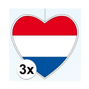 3x Nederland hangdecoratie harten 28 cm   -
