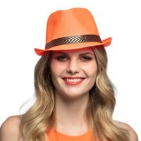 Boland Trilby hoed - oranje - volwassenen - 59 cm - verkleedhoed - Carnaval - Koningsdag