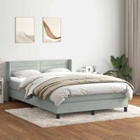 Boxspring met matras fluweel lichtgrijs 160x220 cm