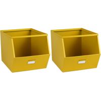 Urban Living Stapelbare opbergmand - 4x - Open Metal Box - 23 x 32 x 21 cm - metaal - geel