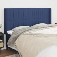 Hoofdbord met randen 183x16x118/128 cm stof blauw