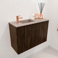 Toiletmeubel Mondiaz Joya Dlux | 60 cm | Meubelkleur Walnut | Faye wastafel Saba Wasbak Links | 1 kraangat
