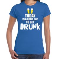 Blauw fun t-shirt good day to get drunk voor dames - thumbnail