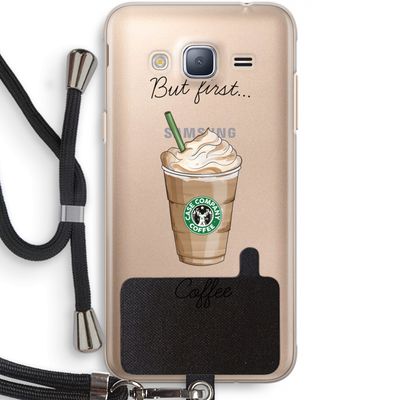 But first coffee: Samsung Galaxy J3 (2016) Transparant Hoesje met koord
