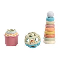 Jipy bioplastic deluxe giftset stapeltoren bad stapelbekertjes en speel ratelbal 3 delig Jipy bioplastic deluxe giftset stapeltoren bad stapelbekertjes en speel ratelbal 3 delig