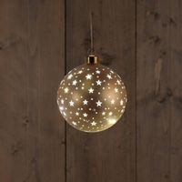 Anna's Collection - Ball Glass Matt Gold With Stars 12Cm / Led Warm White / - thumbnail