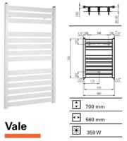 Handdoekradiator Vale 700 x 560 mm Wit structuur