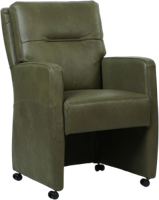 Olijfgroene leren landelijke eetkamerfauteuil Sharp - Granada leer Moss (olijfgroen leer)