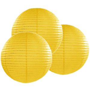 6x stuks luxe bol vorm lampion geel 35 cm