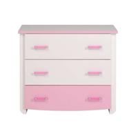 Leen Bakker - Ladekast Kiki - Wit/roze - 90x79x45 Cm - Spaanplaat - Roze#Wit