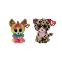 Ty - Knuffel - Beanie Boo's - Yips Chihuahua & Livvie Leopard