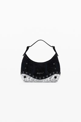 Kleine slangenleren tas met studs - BLACK - U