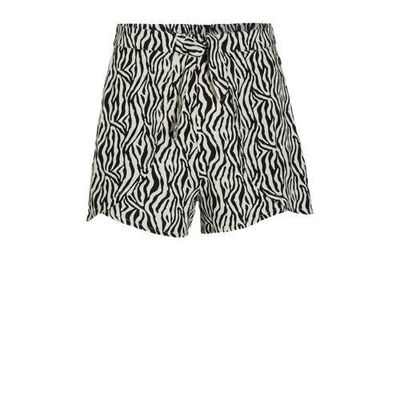 WE Fashion loose fit short met zebraprint ecru/zwart
