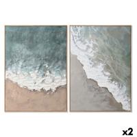 Canvas Home ESPRIT Wit Beige Turkoois Abstract Strand 103 x 4,5 x 143 cm 102,6 x 4,3 x 142,6 cm (2 Stuks)