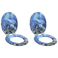 Zachte sluit toiletbril 2 pcs Blauw 44 x 38 cm MDF-plaat