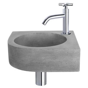 Fonteinset Differnz Cleo 31.5x31.5x10 cm Beton Donker Grijs Met Kruis Kraan Chroom