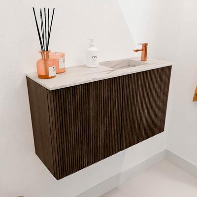 Toiletmeubel Mondiaz Joya Dlux | 70 cm | Meubelkleur Walnut | Faye wastafel Nata Wasbak Rechts | 1 kraangat