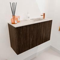 Toiletmeubel Mondiaz Joya Dlux | 70 cm | Meubelkleur Walnut | Faye wastafel Nata Wasbak Rechts | 1 kraangat