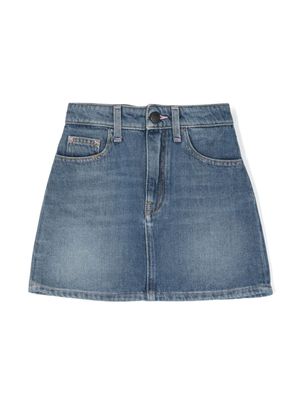 Palm Angels Kids jupe en jean à logo imprimé - Bleu