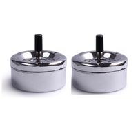 2x Draaiasbakken rond spiegel polish chroom 14 cm - thumbnail