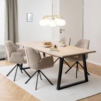 Bendt Eettafel Lila Eiken Whitewash Boomstam, 220 x 100cm - Wit