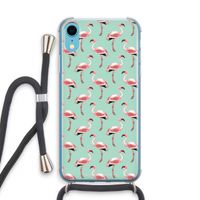 Flamingoprint groen: iPhone XR Transparant Hoesje met koord
