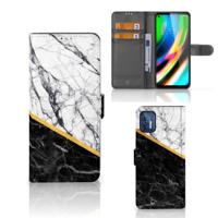 Motorola Moto G9 Plus | Bookcase | Marmer Wit Zwart - Origineel Cadeau Man