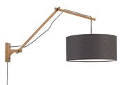GOOD&MOJO Wandlamp 'Andes' Large, Bamboe en Eco linnen, kleur Donkergrijs/Naturel