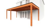 Trendhout Aanbouwveranda Modena 730x365 cm - model links- Plat dak- Hout- Trendhout