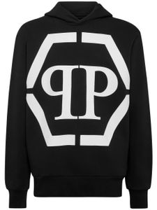 Philipp Plein hoodie en coton mélangé à logo imprimé - Noir